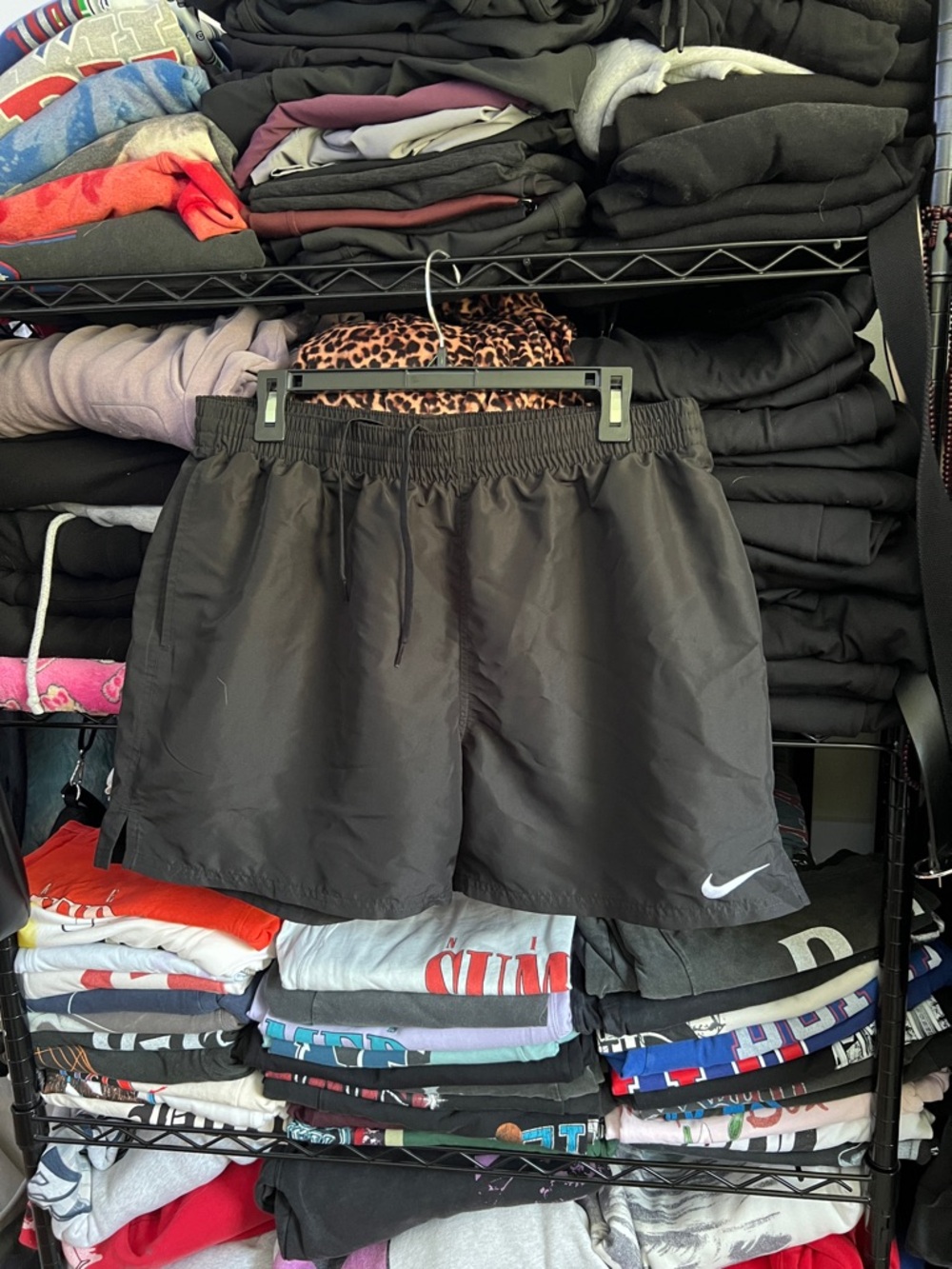 Nike Black Swim Shorts with White Swoosh